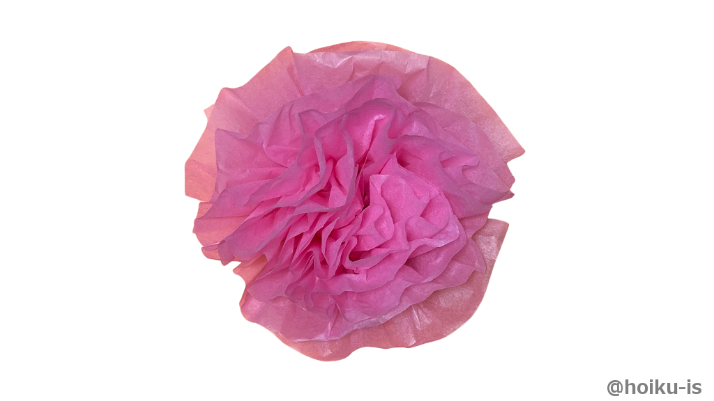 左右交互にお花紙を開けば出来上がり