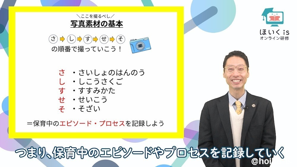 写真の撮り方について解説するえがお先生