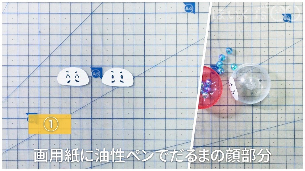 画用紙に油性ペンでだるまの顔部分