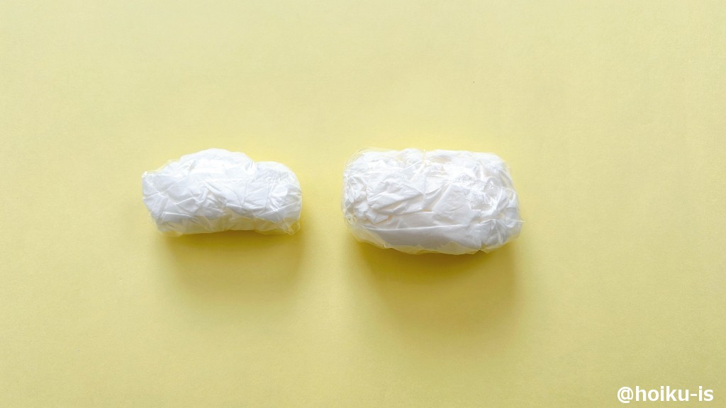 ④ セロハンテープを使い、形を整えながら丸くしていく