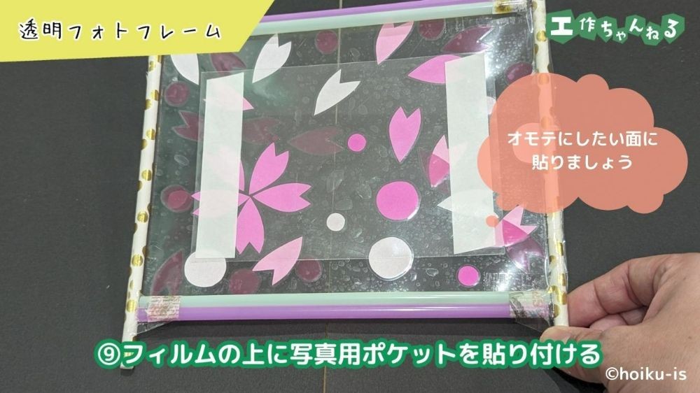 フィルムに上に貼り付けた写真用ポケット