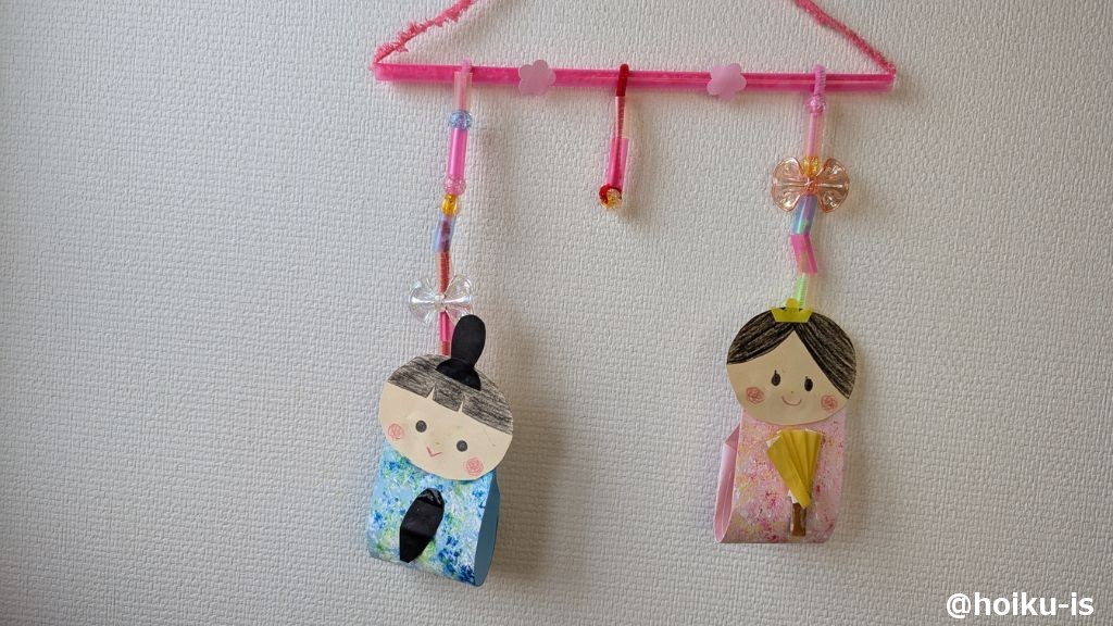 ①【ひな祭り製作】手作りスタンプで吊るし雛
