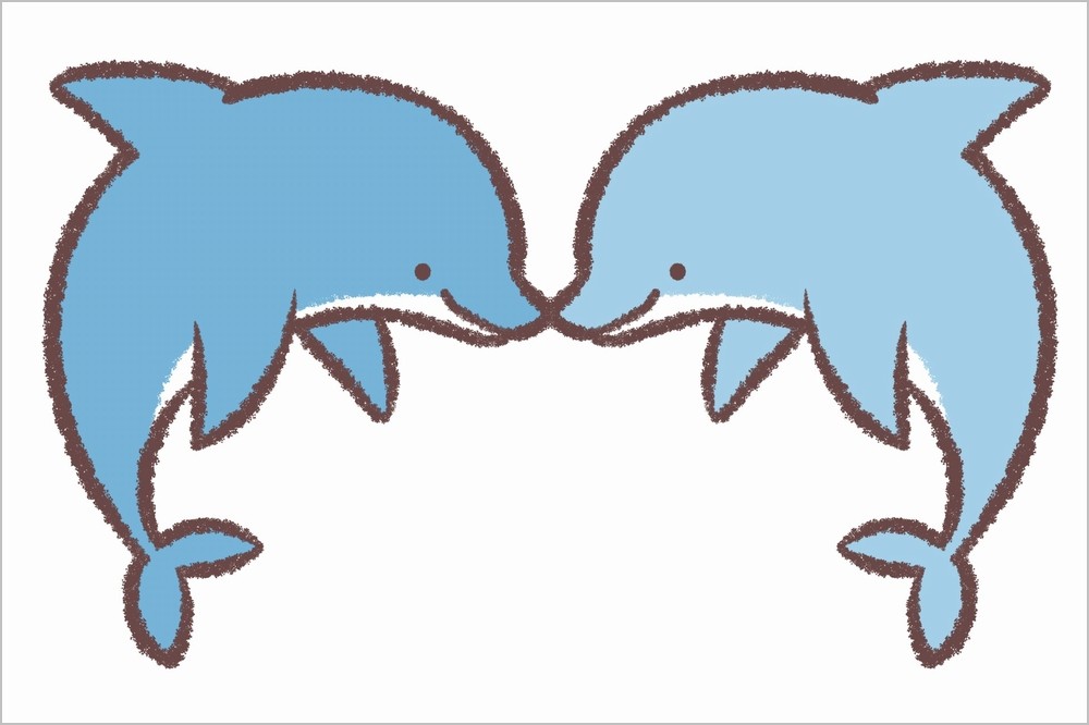 2匹のイルカのイラスト