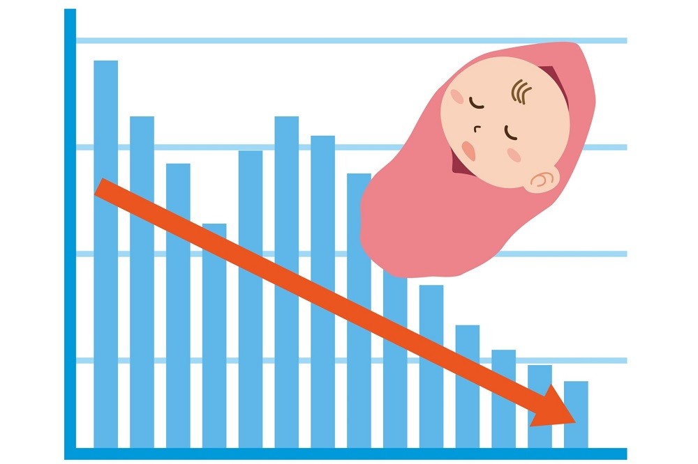少子化のデータを示したグラフイメージ
