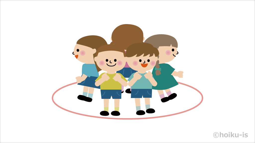 おしくらまんじゅうの準備をする子どもたち