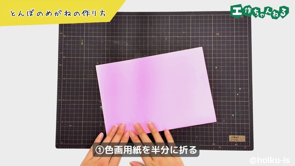 色画用紙を半分に折る