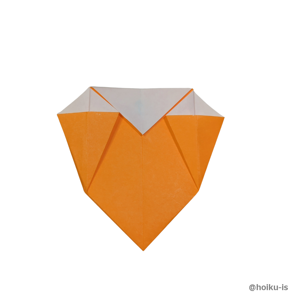 左右の辺を開いてつぶす