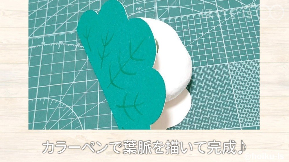 カラーペンで葉脈を描いて完成です