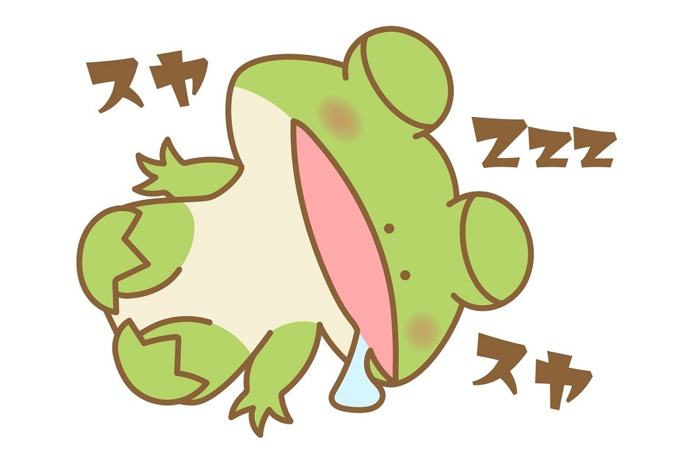スヤスヤと寝ているカエルのイラスト