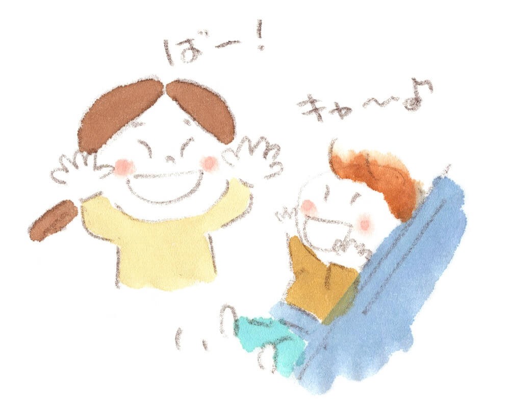 赤ちゃんに笑いかける女の子のイラスト