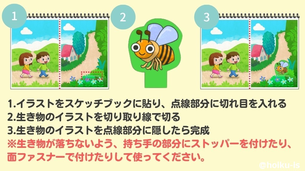 『さんぽ』の手順イラスト
