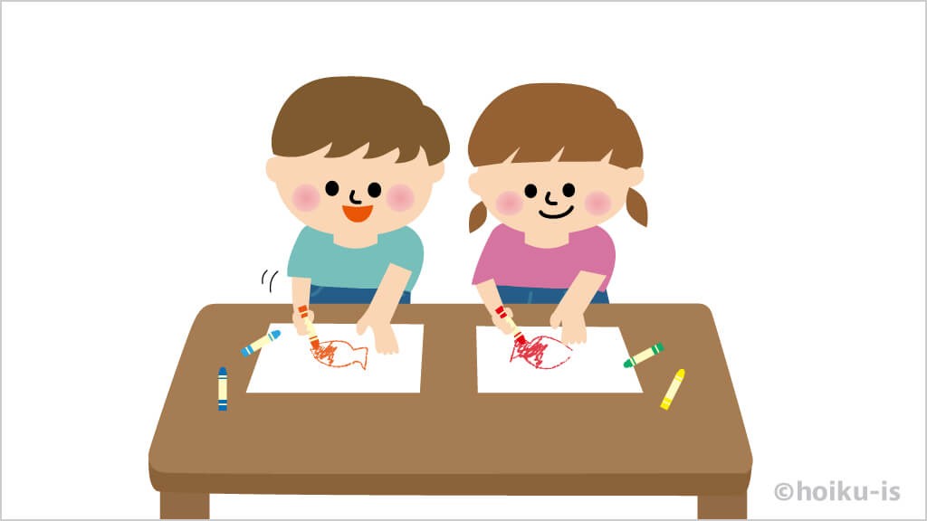 魚のイラストを描く子どもたちのイラスト