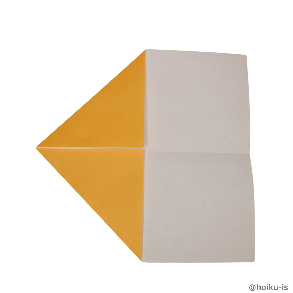 左の上下の角を折り筋に合わせて折る