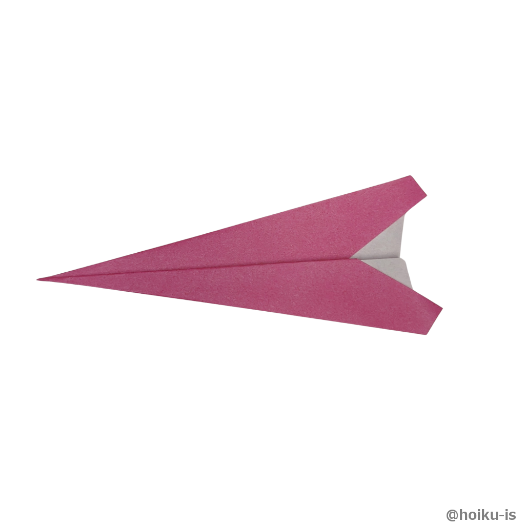 手前の斜めの辺を下の辺に合わせて折る