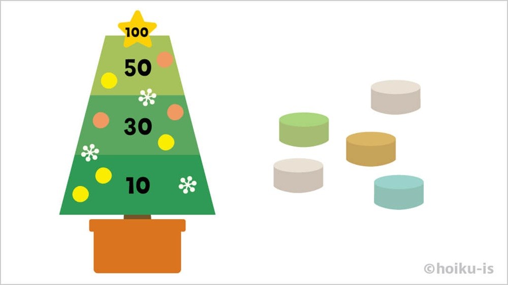 クリスマスツリーのカーリングゲームの遊び方手順①