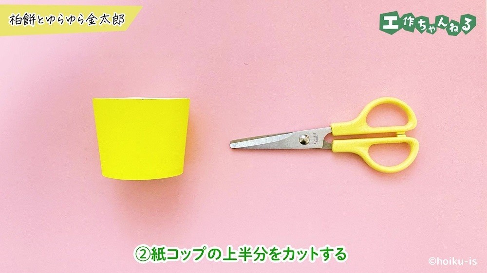 半分の厚みにカットした紙コップ