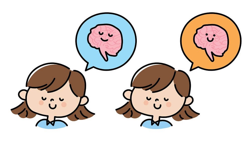 女の子と脳みそのイラスト