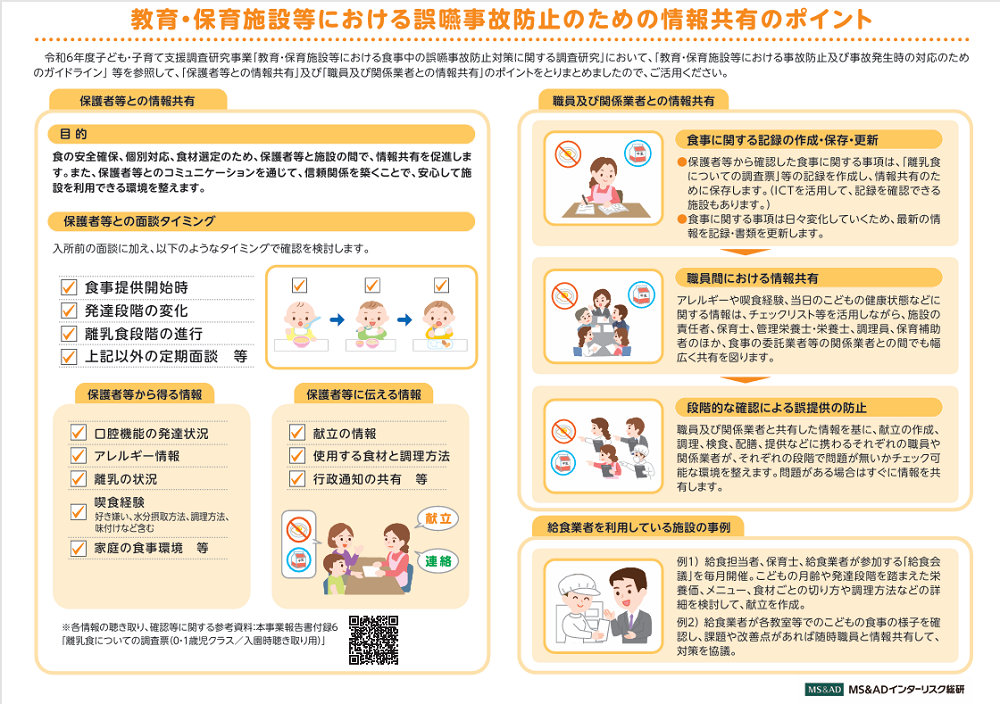 こども家庭庁の資料「教育・保育施設等における誤嚥防止のための情報共有のポイント」