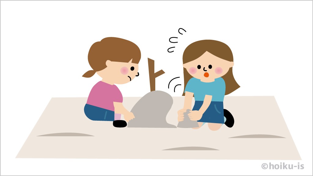山崩しゲームをする子どもたち