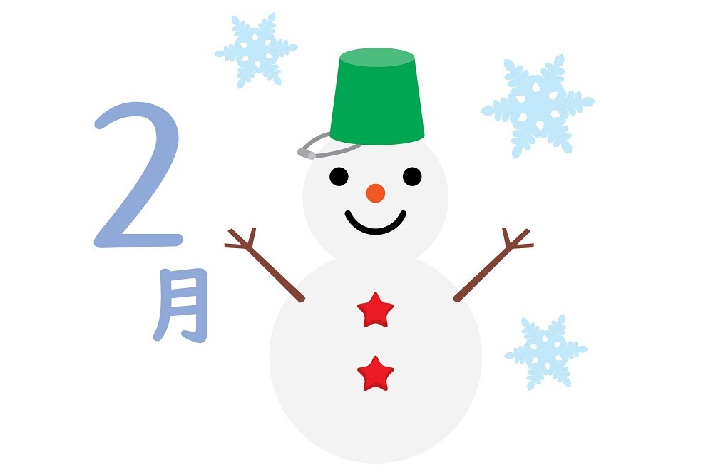 雪だるまをあしらった2月のイラストイメージ
