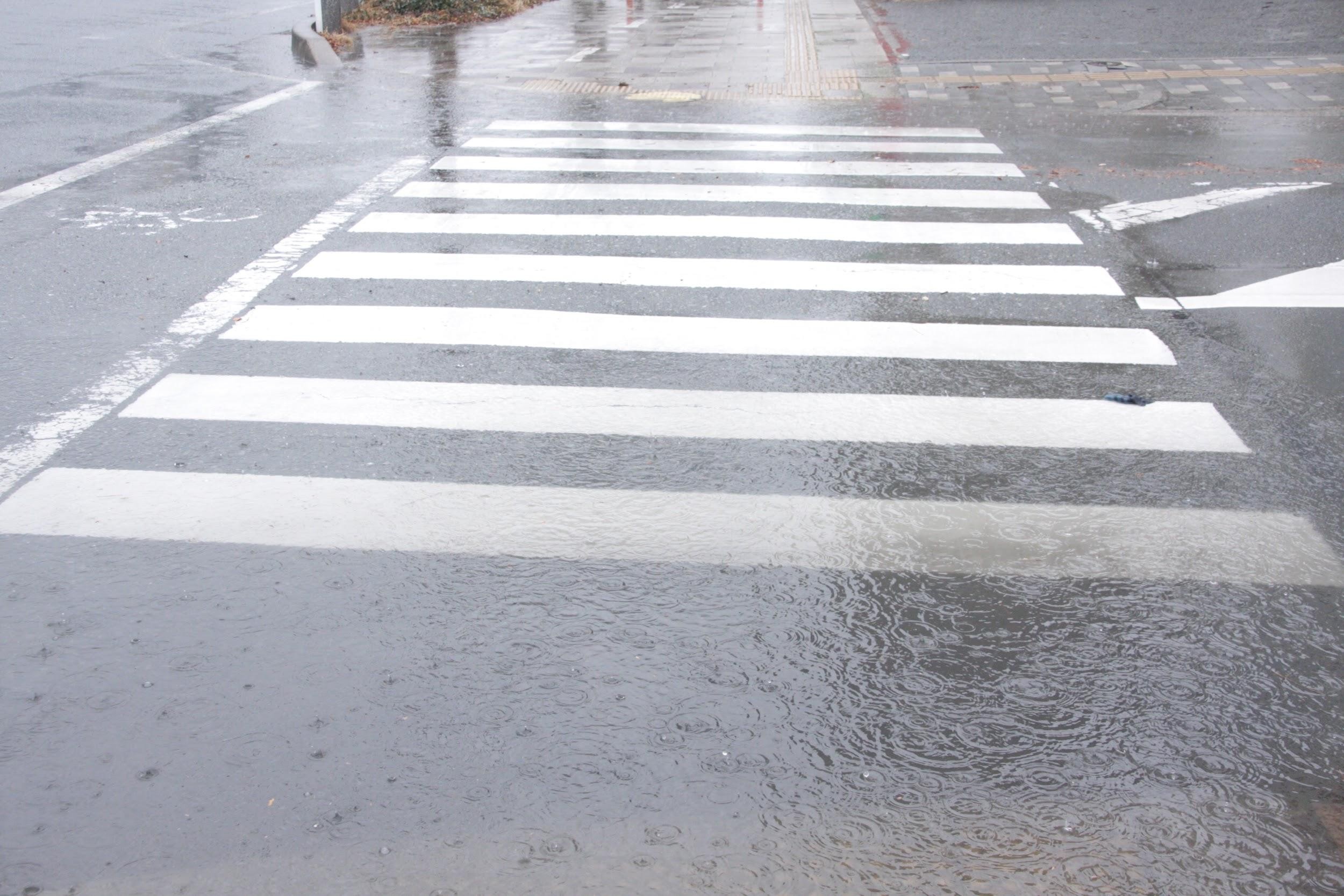 雨で濡れている道路